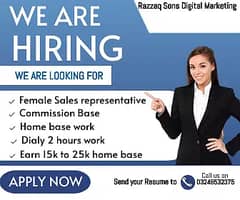 Female Sale representative online home base job 0