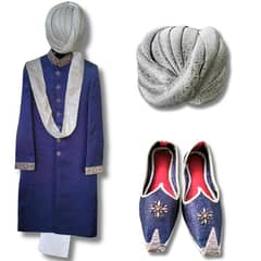 Groom dress ( sherwani, pajama, kulla and khusay)