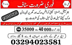 Online work Male And Female Required Home base/Office Base/Part Time