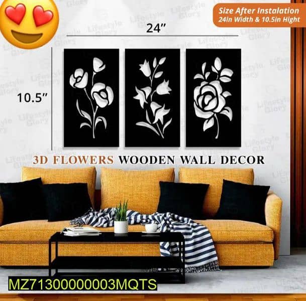 3 Pcs Flower Wall Art Set 2