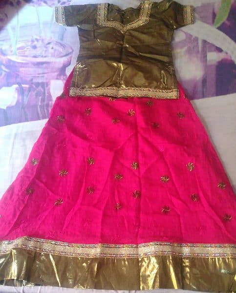 Silk shirt and georgett lehnga for 8 to 10 year old girls. . 1