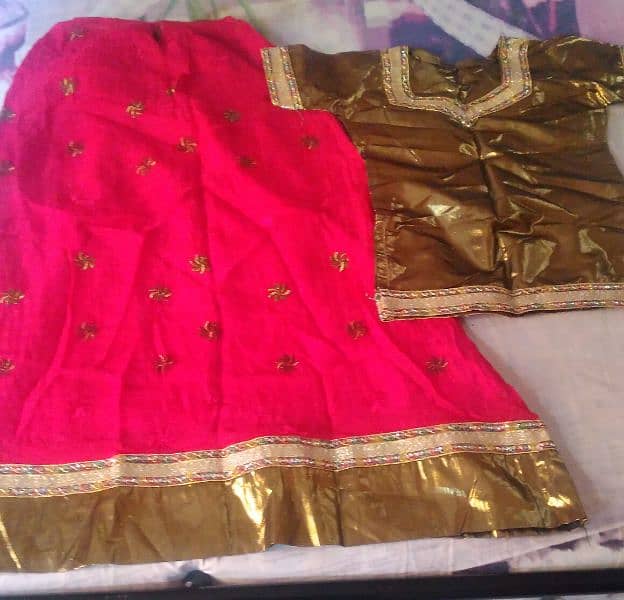 Silk shirt and georgett lehnga for 8 to 10 year old girls. . 2