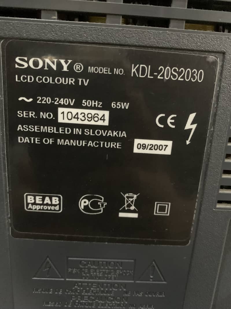 Sony Bravia KDL-20S2030 Imported From Uk For Sale 2