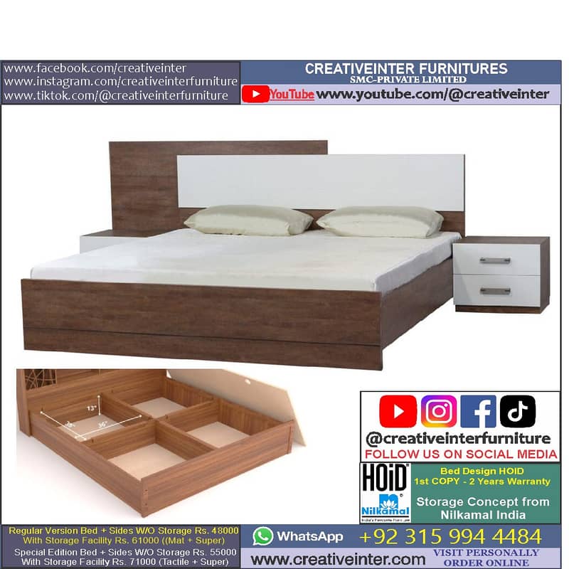 Double Bed Set Full King Size Dressing Almari Single Home Furniture 3