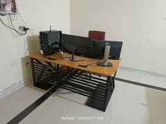 Metal Frame Computer Table with Side Table