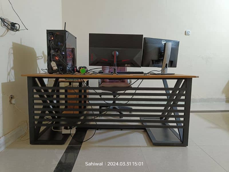 Metal Frame Computer Table with Side Table 1