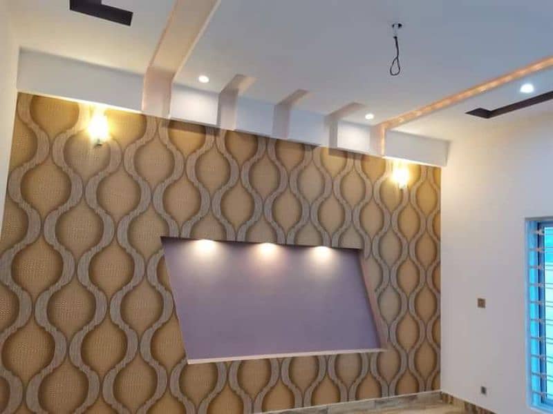 Pvc panel,wallpaper,ceiling,wood vinyl floor, blind,grass,paint,tvunit 8