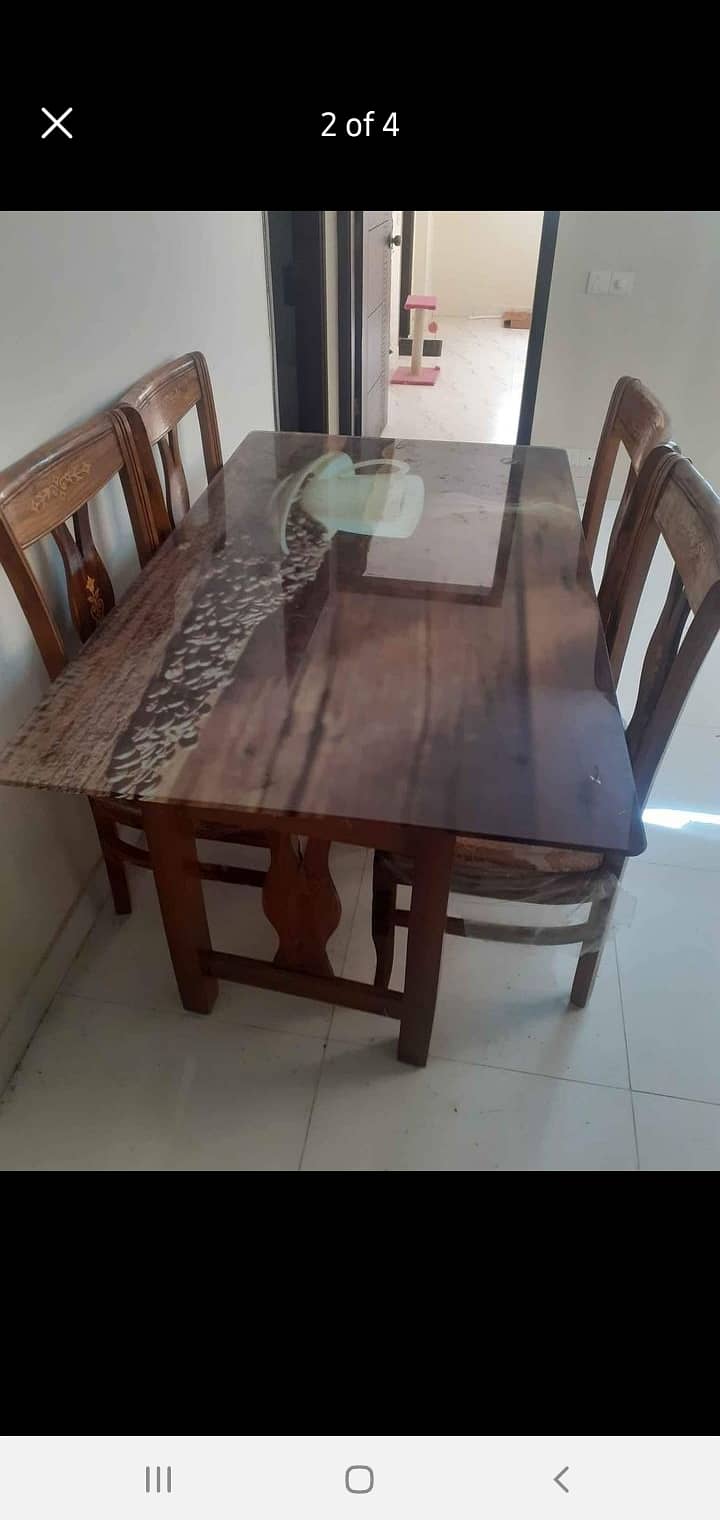 6-seater dining table with 4 chairs for sale 0