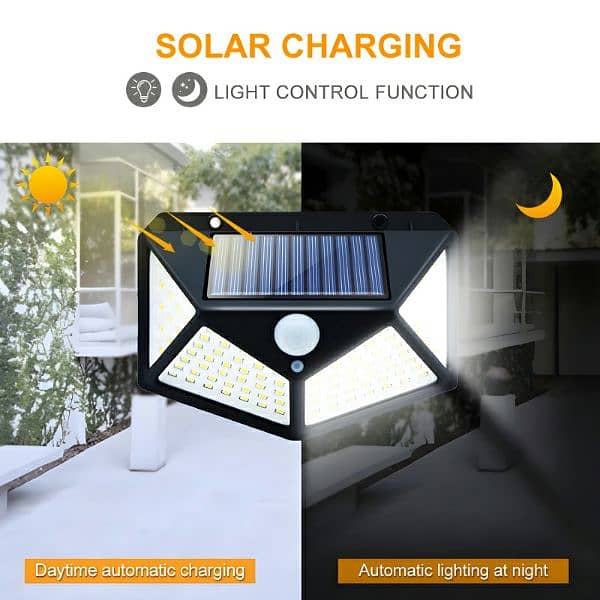 100 LEDs Rechargeable Motion Sensor Solar Interaction Waterproof 3