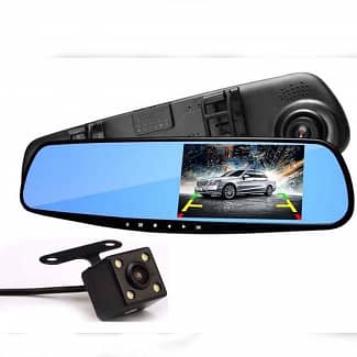 Car DVR Mirror Front, Back HD Camera With Touch Screen LCD. 2