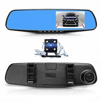 Car DVR Mirror Front, Back HD Camera With Touch Screen LCD. 3