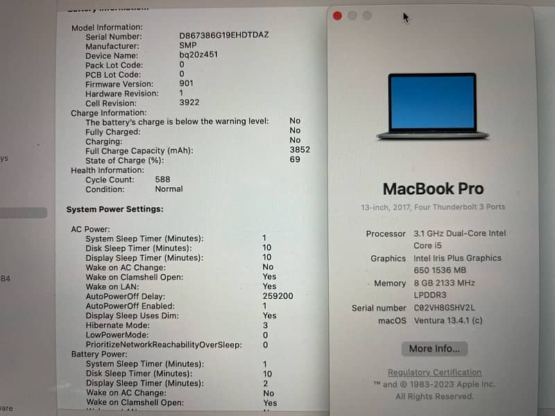 Macbook Pro 2017 13" 8gb 256gb 7