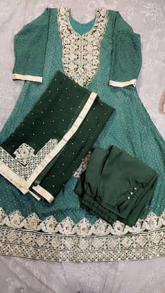 DARK GREEN EMBROIDERED AIRLINE FROCK