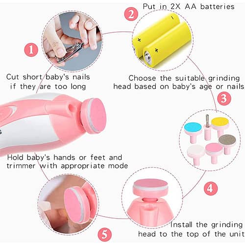 Baby Nail Trimmer Kids 6-Piece Electric Baby Manicure Pedicure Nail Cl 2