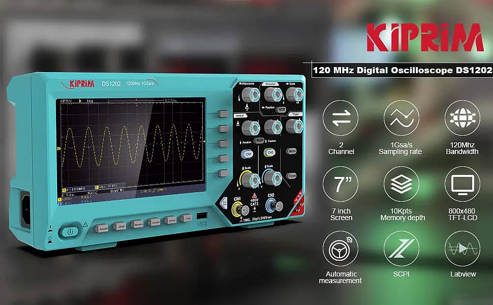 Kiprim Digital Oscilloscope with 2 Channels 7-Inch 0