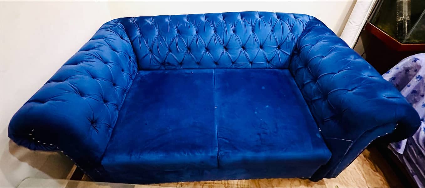 Sofa Set 1 2 3 Seats, Blue Walvet Seats Moulti Foam 1