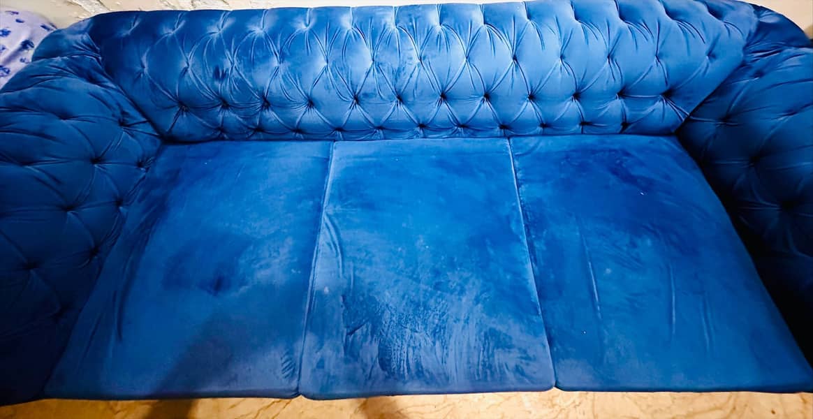 Sofa Set 1 2 3 Seats, Blue Walvet Seats Moulti Foam 3