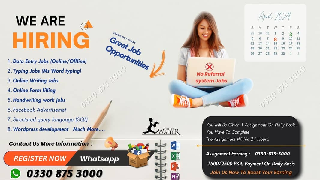 Online Writing_Data Entry Jobs Opportunities Daily Income:1500 to 2500 0