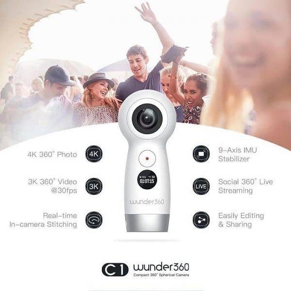 Wunder360 C1 UHD Dual-lens 360°Panoramic Camera action live vloging 1