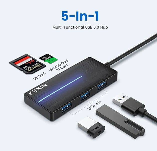 KEXIN USB Hub 3.0 Ultra Slim USB Splitter 3 USB 3.0 Port 1