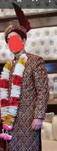 Mehroon sherwani groom