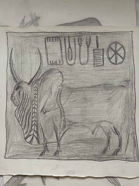Historical art, elephant & ox 0