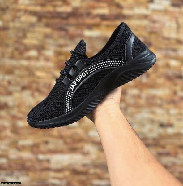 Mens caual breathable fashion sneakers -JF018, black 1