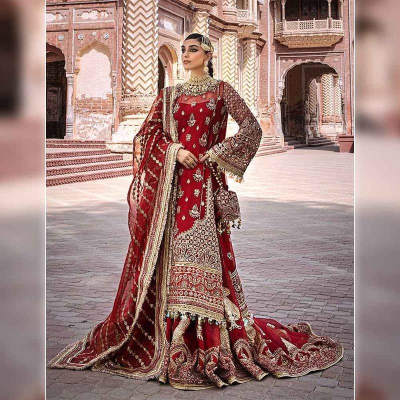 MNR Bridal Lehnga Gharara | Barat Dress | Wedding Dress Unstitched 0