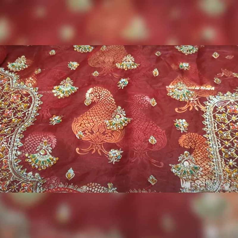 MNR Bridal Lehnga Gharara | Barat Dress | Wedding Dress Unstitched 6