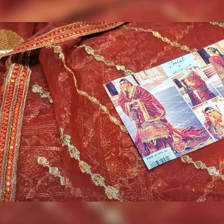 MNR Bridal Lehnga Gharara | Barat Dress | Wedding Dress Unstitched 11