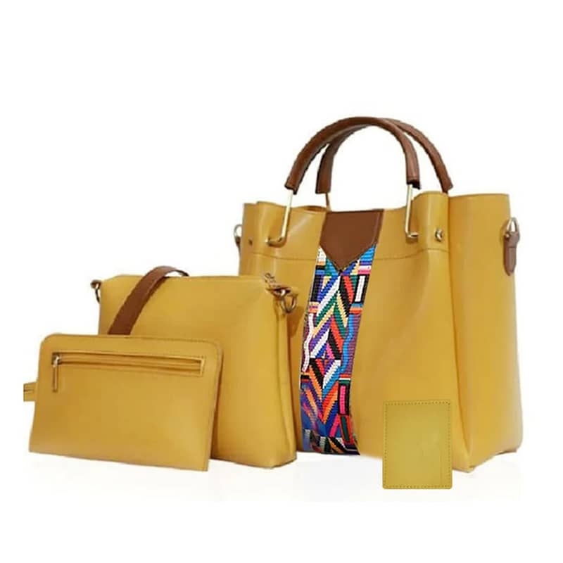 Ladies Hand Bags|Shoulder Bag|Top Handle Satchel Purse 3Pcs PU Leather 3