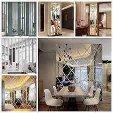 Acrylic Mirror | Strips | Home Decor | Golden | Silver | Wall Stickers