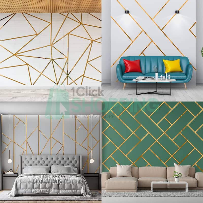 Acrylic Mirror | Strips | Home Decor | Golden | Silver | Wall Stickers 5