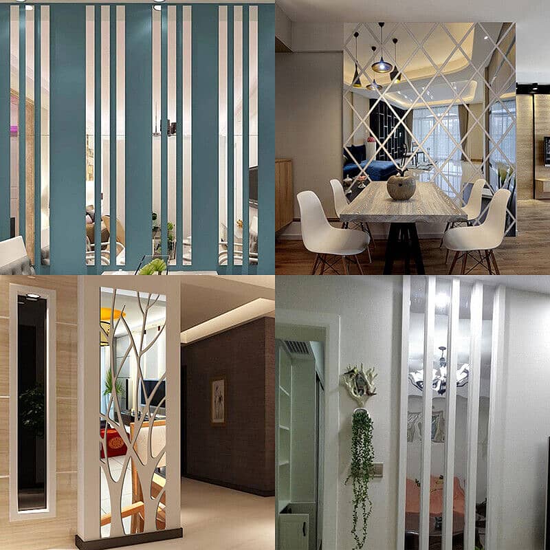 Acrylic Mirror | Strips | Home Decor | Golden | Silver | Wall Stickers 8
