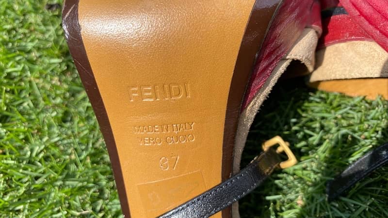FENDI RED LEATHER BOW HEELS 4
