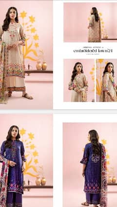 lawn suit Embroided chiffon dupatta Embroided