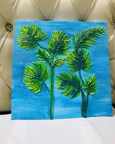 Handmade Acralic Paintings Green leaves and Kabba Kiswa 0