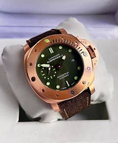 PANERAI SUBMERSIBLE GREEN DIAL BROWN LEATHER STRAP