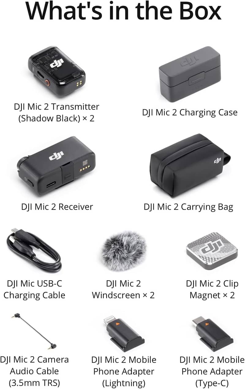 DJI Mic 2 (2 TX + 1 RX + Charging Case)  Pocket-Sized Pro Audio 5