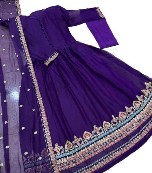 3 Pcs women's stitched shamoz silk Embroidered suit 1