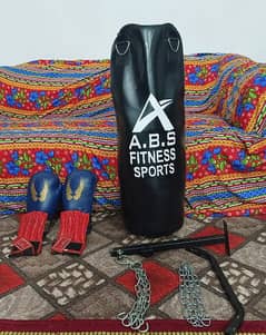 boxing bag + soft gloves + hard gloves +  boxing stand + stand chains