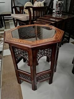 Hand made Wooden Centre table with 2 side tables