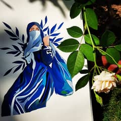 islamic painting | abaya girl potrait