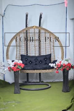 Double seater hanging swing |egg shaped swing chair with cushions
