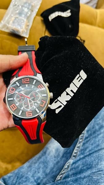 Skmei brand sports chronograph watch for men with branded bag 4