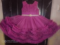 Baby fancy frock 3 peice with pajama and sleeves with diamond stones w