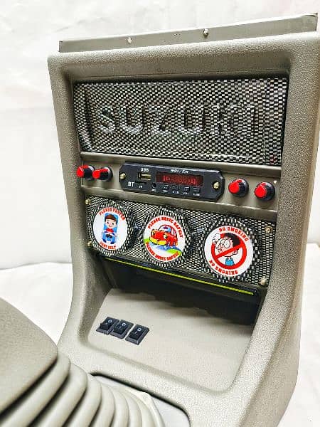 Suzuki Mehran Carbon Fiber Console Box with Media Player & LED Light 1