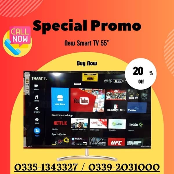 EID OFFER LED TV 55 INCH SMART ULTRA SLIM 4k UHD ANDROID BOX PACK 0