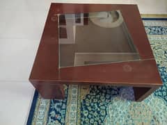 Wooden Center table w glass top