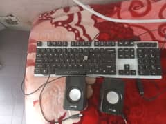gaming keyboard and speakers